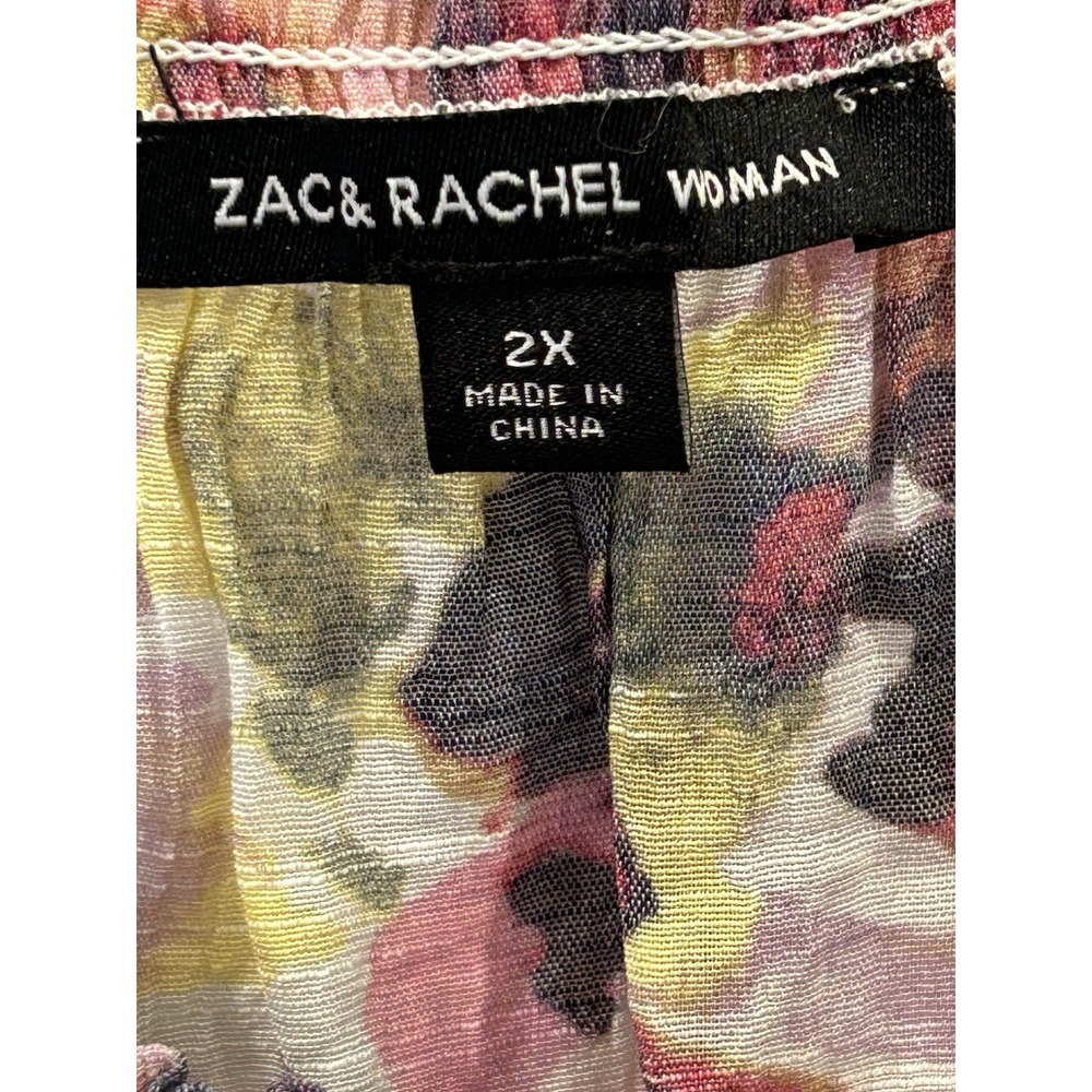 Zac & Rachel 3/4 Sleeve or Off Shoulder Blouse Sz2X Floral Lilac Rose Multicolor - Picture 2 of 10